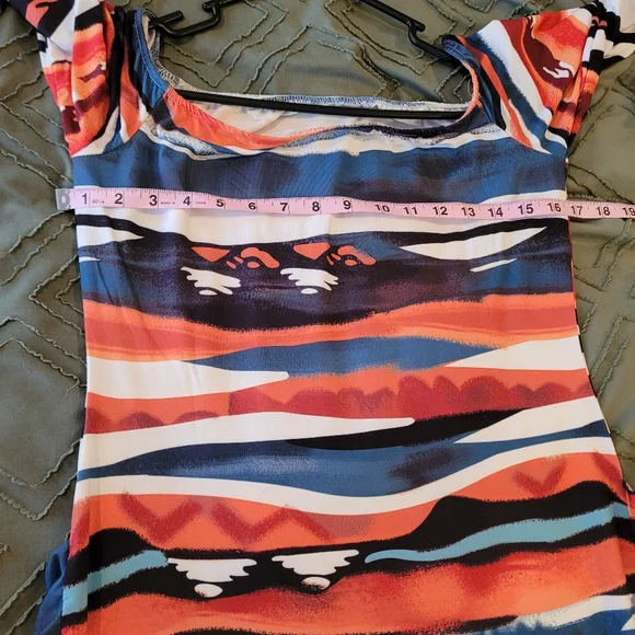 Muriell's Closet multiprint knit dress. White, blue, orange. Fits like a… - Picture 5 of 8